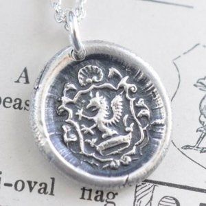 Griffin sterling silver medieval seal pendant